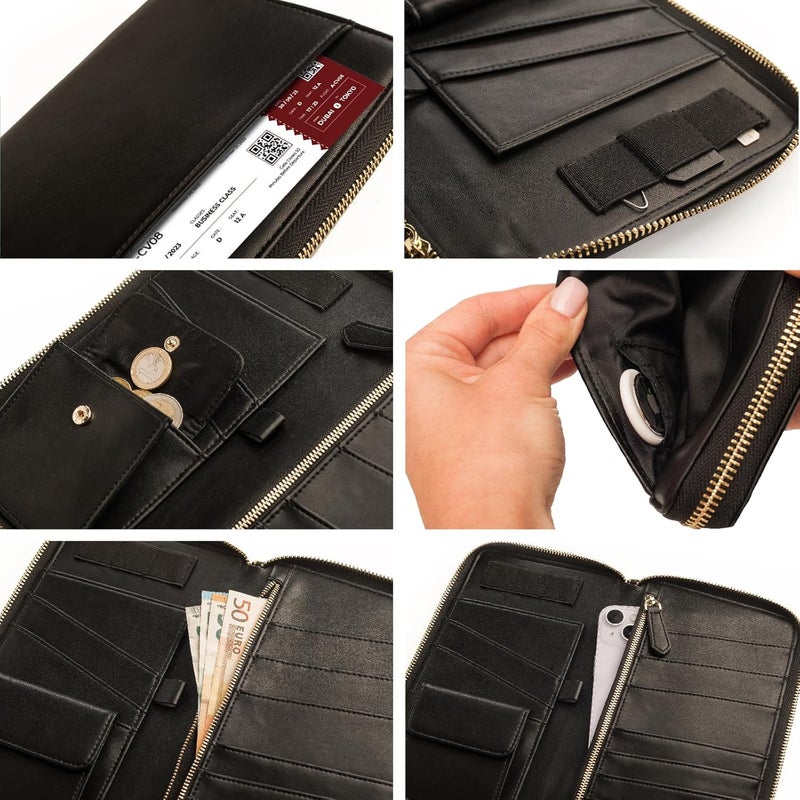 Apadi Travel Document Organizer - RFID Passport Wallet Case Family Holder Id Wristlet - Image 5